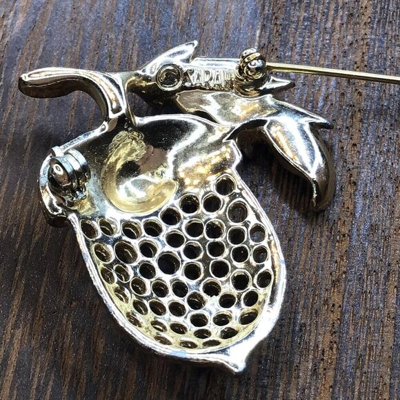 Vintage Sarah Coventry Acorn Brooch Gold Tone Signed - Picture 4 of 4